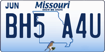 MO license plate BH5A4U
