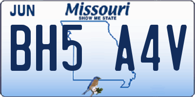 MO license plate BH5A4V