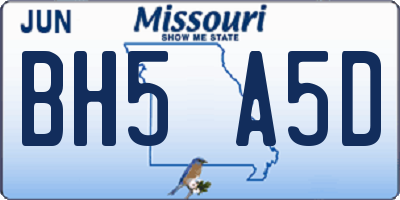 MO license plate BH5A5D