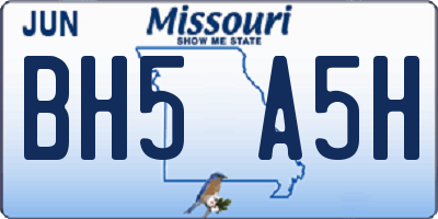 MO license plate BH5A5H
