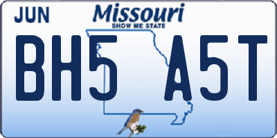 MO license plate BH5A5T