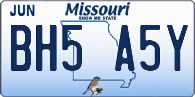 MO license plate BH5A5Y
