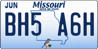 MO license plate BH5A6H
