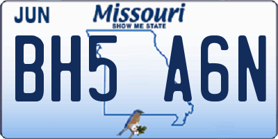 MO license plate BH5A6N