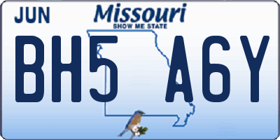 MO license plate BH5A6Y