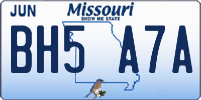 MO license plate BH5A7A