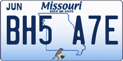 MO license plate BH5A7E