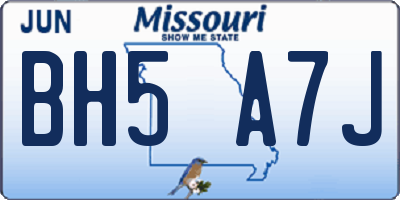 MO license plate BH5A7J