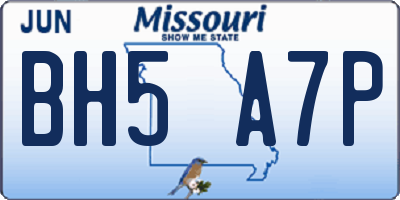 MO license plate BH5A7P