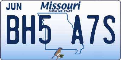 MO license plate BH5A7S