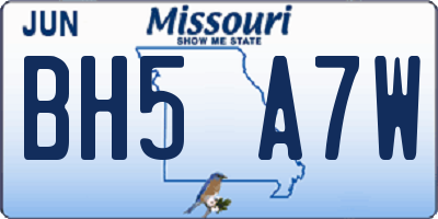 MO license plate BH5A7W