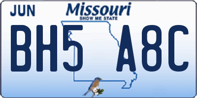 MO license plate BH5A8C