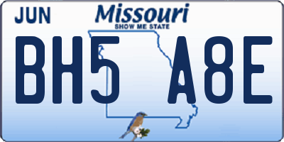 MO license plate BH5A8E