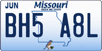 MO license plate BH5A8L