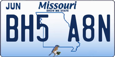 MO license plate BH5A8N