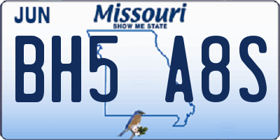 MO license plate BH5A8S