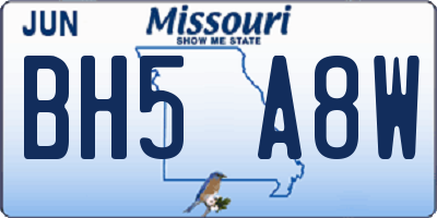MO license plate BH5A8W
