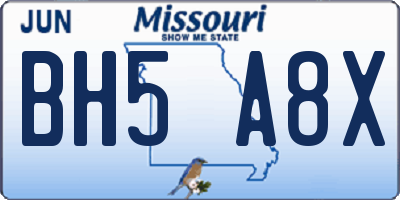 MO license plate BH5A8X