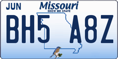 MO license plate BH5A8Z