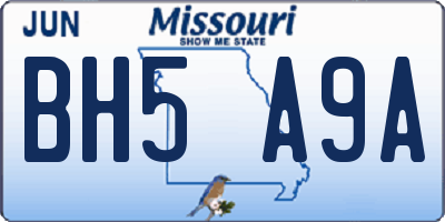 MO license plate BH5A9A