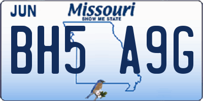 MO license plate BH5A9G