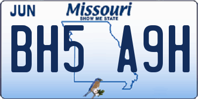 MO license plate BH5A9H