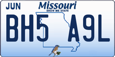 MO license plate BH5A9L