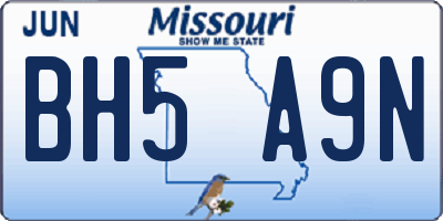 MO license plate BH5A9N