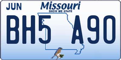 MO license plate BH5A9O