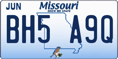 MO license plate BH5A9Q