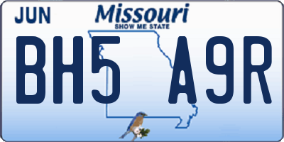 MO license plate BH5A9R