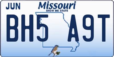 MO license plate BH5A9T