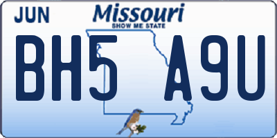 MO license plate BH5A9U