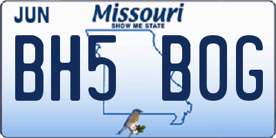 MO license plate BH5B0G