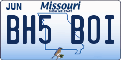 MO license plate BH5B0I