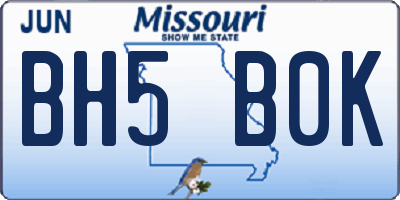 MO license plate BH5B0K