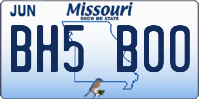 MO license plate BH5B0O