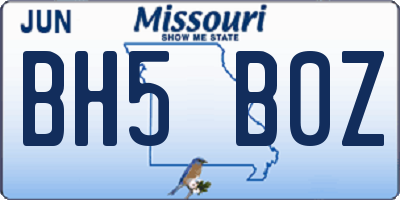 MO license plate BH5B0Z