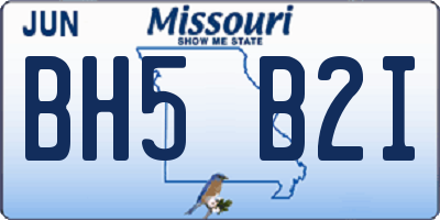 MO license plate BH5B2I