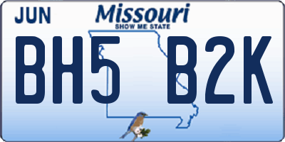 MO license plate BH5B2K