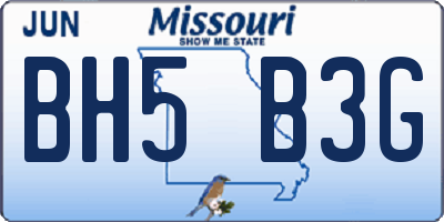 MO license plate BH5B3G