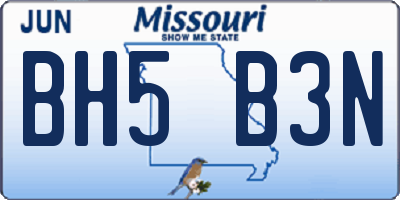 MO license plate BH5B3N