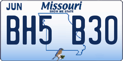 MO license plate BH5B3O