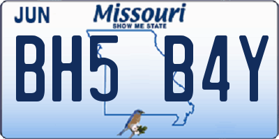 MO license plate BH5B4Y