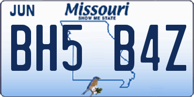 MO license plate BH5B4Z