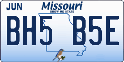 MO license plate BH5B5E
