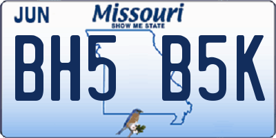 MO license plate BH5B5K