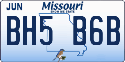 MO license plate BH5B6B
