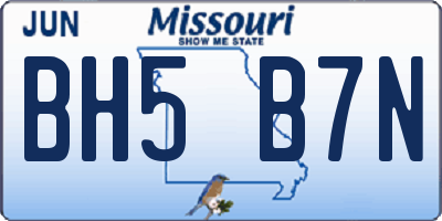 MO license plate BH5B7N