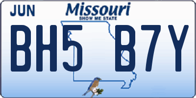 MO license plate BH5B7Y